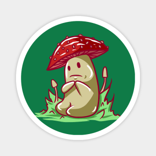 Sad Cute Mushroom Cartoon Character Magnet